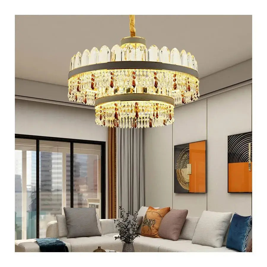 LED Pollux πολυέλαιος με τηλεχειριστήριο, 300W, χρυσό 75cm, διάμετρο κρυστάλλου.