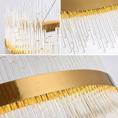 Κρεμαστός πολυέλαιος LED SIMONE 105W, Γραμμικό, Κρύο/Ζεστό/Ουδέτερο φως, Ρυθμιζόμενο, Γυαλιστερό χρυσό, Ρυθμιζόμενο ύψος