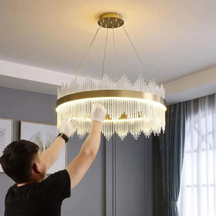LED πολυέλαιος με τηλεχειριστήριο Lazaro 63W Dimable Gold