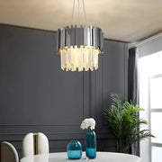 Crystal πολυέλαιος Blois Eleganza 8xe14, διάμετρος 49cm, ασήμι, ρυθμιζόμενο ύψος