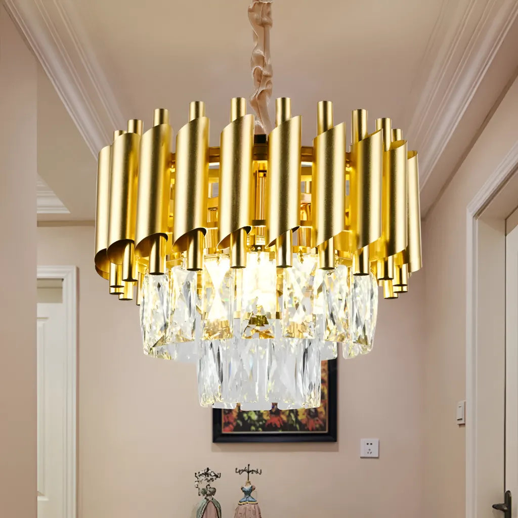 Crystal πολυέλαιος Versailles Petito 3xe14, διάμετρο 30cm, χρυσός, ρυθμιζόμενο ύψος