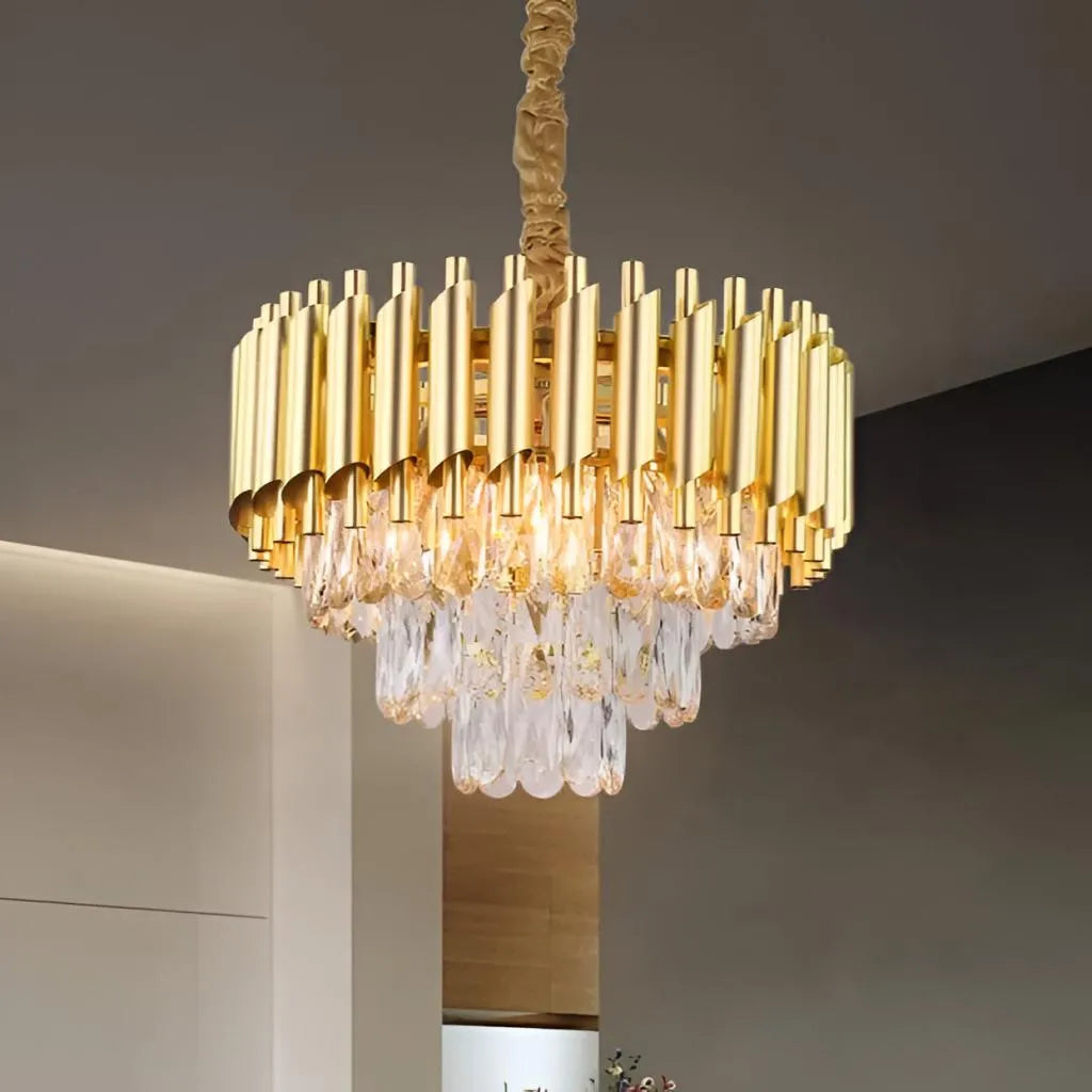 Crystal πολυέλαιο Βερσαλλιές ευγενή 5xe14, διάμετρο 40cm, χρυσό, ρυθμιζόμενο ύψος