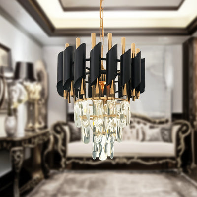Crystal πολυέλαιο Versailles Petito 3xe14, διάμετρο 30cm, γυαλιστερό και μαύρο χρυσό, ρυθμιζόμενο ύψος