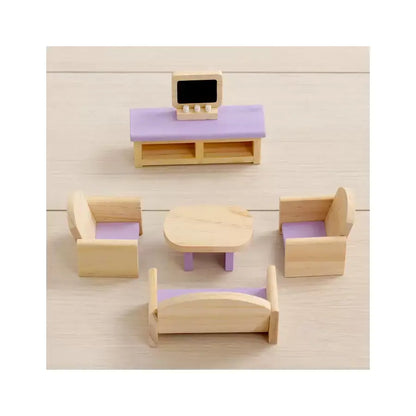 Doll Cottage με έπιπλα ροζ κουκούλα