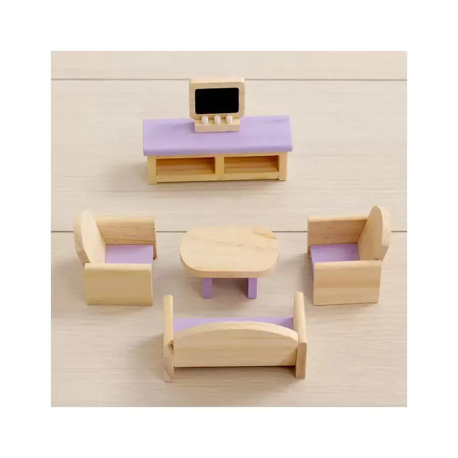 Doll Cottage με έπιπλα ροζ κουκούλα