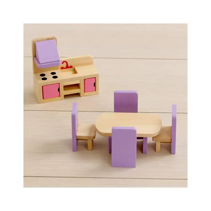 Doll Cottage με έπιπλα ροζ κουκούλα