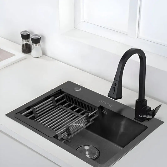 Κουζίνα νεροχύτη από ανοξείδωτο χάλυβα 50x40 cm σκούρο γκρι