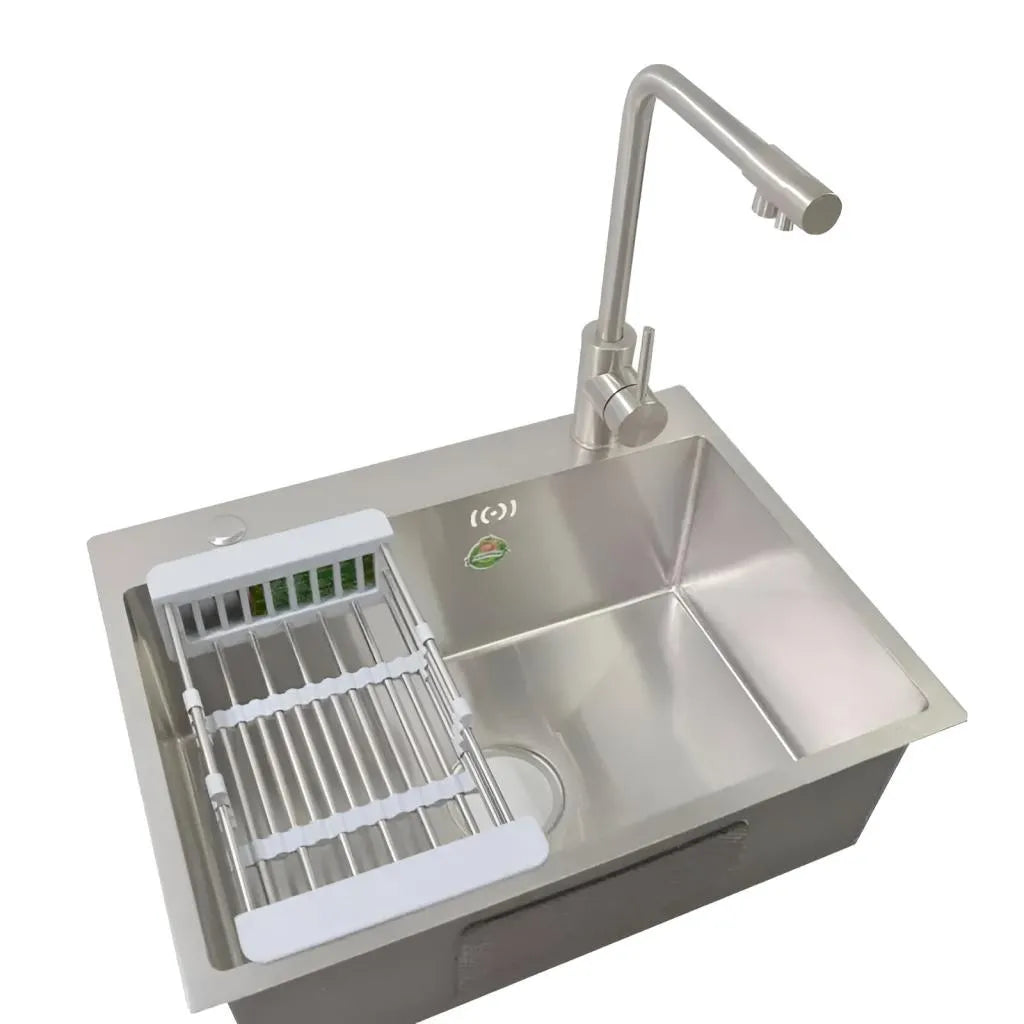 Ανοξείδωτος νεροχύτης κουζίνας 60x45x21 cm, βουρτσισμένο ανοξείδωτο χάλυβα
