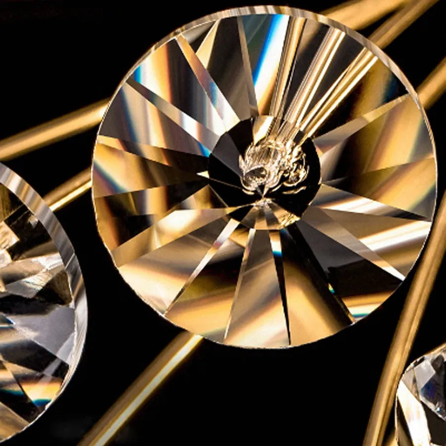 Crystal πολυέλαιος λεπτό 12x G9, διάμετρος 60cm, γυαλιστερό χρυσό, ρυθμιζόμενο ύψος