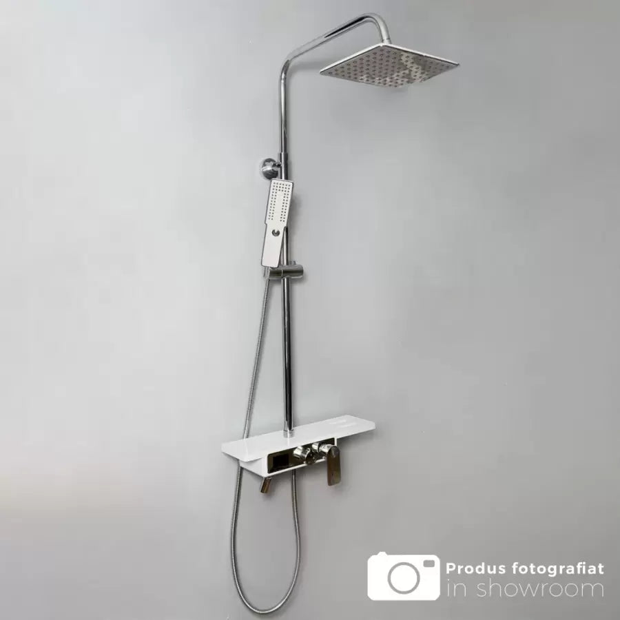 Στήλη ντους, οθόνη LCD, ανοξείδωτο/λευκό/ασήμι, SJG/009