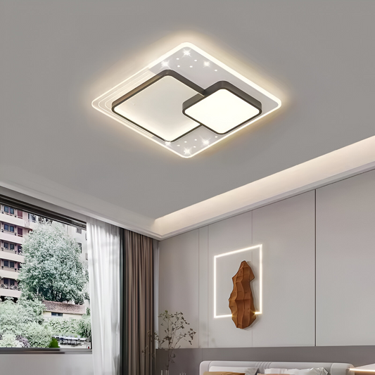 LED πολυέλαιος με τηλεχειριστήριο Velura Nocco, 125W, 3 τετράγωνα, κρύο/ζεστό/ουδέτερο φως, ασταθές, μαύρο