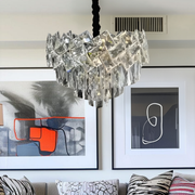 Crystal πολυέλαιος Windsor Noble 5xe27, διάμετρος 40cm, γυαλιστερό χρώμιο, ρυθμιζόμενο ύψος