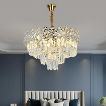 Crystal πολυέλαιος Windsor Noble 5XE27, διάμετρος 40cm, γυαλιστερό χρυσό, ρυθμιζόμενο ύψος