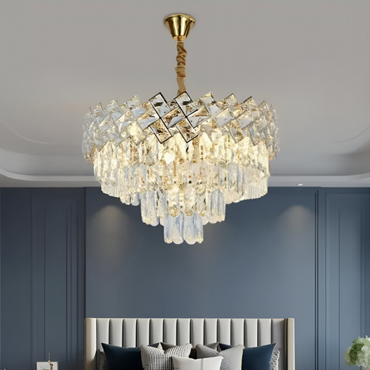 Crystal πολυέλαιος Windsor Noble 5XE27, διάμετρος 40cm, γυαλιστερό χρυσό, ρυθμιζόμενο ύψος
