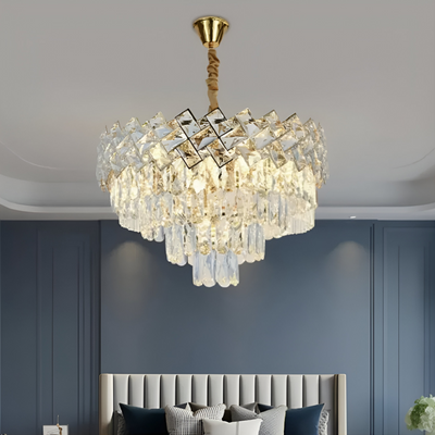 Crystal πολυέλαιος Windsor Noble 5XE27, διάμετρος 40cm, γυαλιστερό χρυσό, ρυθμιζόμενο ύψος