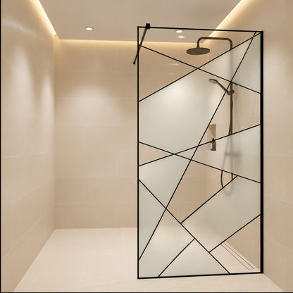 VELIA Οθόνη ντους Walk-In, 70x195cm, Μεταλλική, Διαφανής και Μαύρη