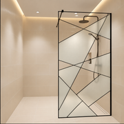 VELIA Οθόνη ντους Walk-In, 100x195cm, Μεταλλική, Διαφανής και Μαύρη