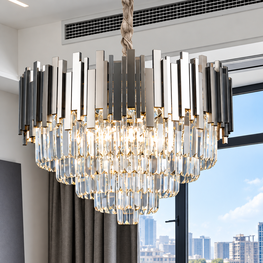 Πολυέλαιος BLOIS Magno Crystal, 8x E14, Διάμετρος 60cm, Γυαλιστερό χρώμιο, Ρυθμιζόμενο ύψος