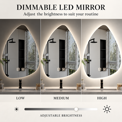 Καθρέφτης LED Οργανικός 40x60cm, Ψυχρός Φως, Σύστημα Demister, Dimmable