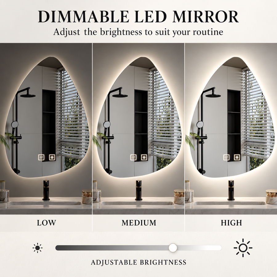 Καθρέφτης LED Οργανικός 60x80cm, Ψυχρός Φωτισμός, Σύστημα Demister, Dimmable