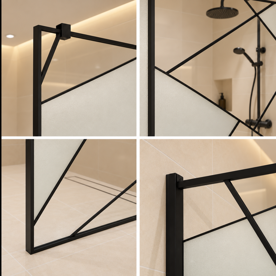 VELIA Οθόνη ντους Walk-In, 70x195cm, Μεταλλική, Διαφανής και Μαύρη
