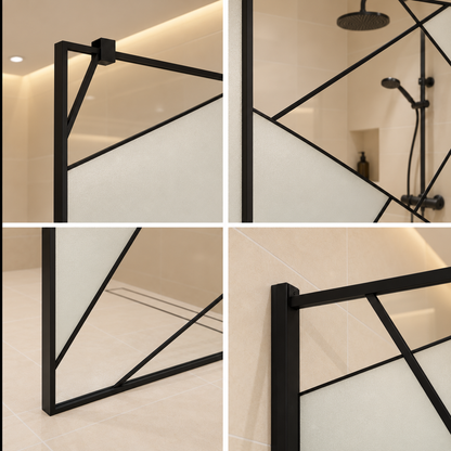 VELIA Οθόνη ντους Walk-In, 90x195cm, Μεταλλική, Διαφανής και Μαύρη