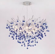 Crystal Chandelier CC335/600CH, 9x G9, Chrom and Blue Crystals, 60cm, Ρυθμιζόμενο Ύψος