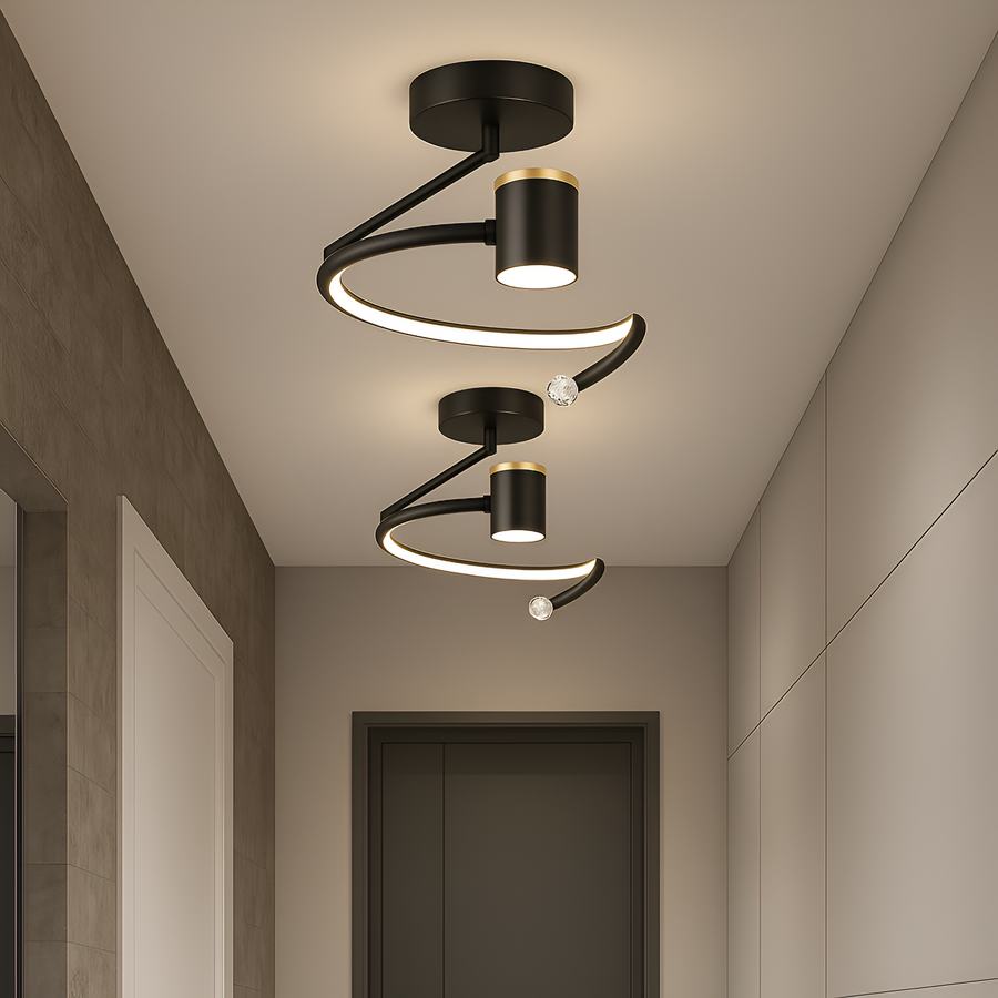 Πολυέλαιος LED, 34W, Διάμετρος 24cm, Κρύο/Ζεστό/Ουδέτερο φως, Μαύρο