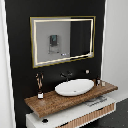 Mirror LED ορθογώνιο 100x80cm Verite Royale Gold Motion Glow Marcello Dimable Clock Discosting System