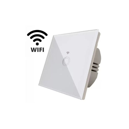 Απλός διακόπτης αφής Wi-Fi ασφαλισμένο λευκό γυαλί