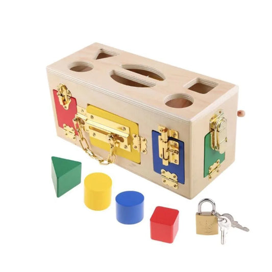 Εκπαιδευτικό παιχνίδι Montessori Lock Cube, 5 κομμάτια, πολύχρωμα, ξύλο