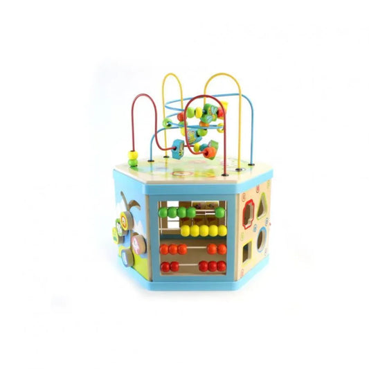 Εκπαιδευτικό παιχνίδι Montessori Hexagonal Wood 8 σε 1, 38 cm, πολύχρωμα