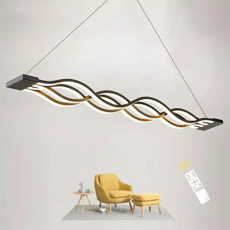 LED πολυέλαιος αιωρούμενος με τηλεχειριστήριο κύματος, 76W, ρυθμιζόμενο ύψος, κρύο/ζεστό/ουδέτερο φως, ασταθές, μαύρο