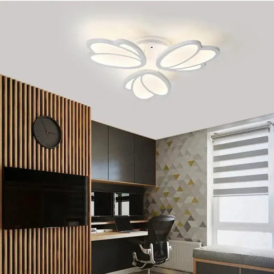 LED πολυέλαιος με τηλεχειριστήριο Tulip, 47W, 3 πέταλα, κρύο/ζεστό/ουδέτερο φως, ασταθές, λευκό