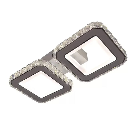 LED πολυέλαιος με τηλεχειριστήριο Quadris, 24W, 2 τετράγωνα, κρύο/ζεστό/ουδέτερο φως, ασταθές, λευκό