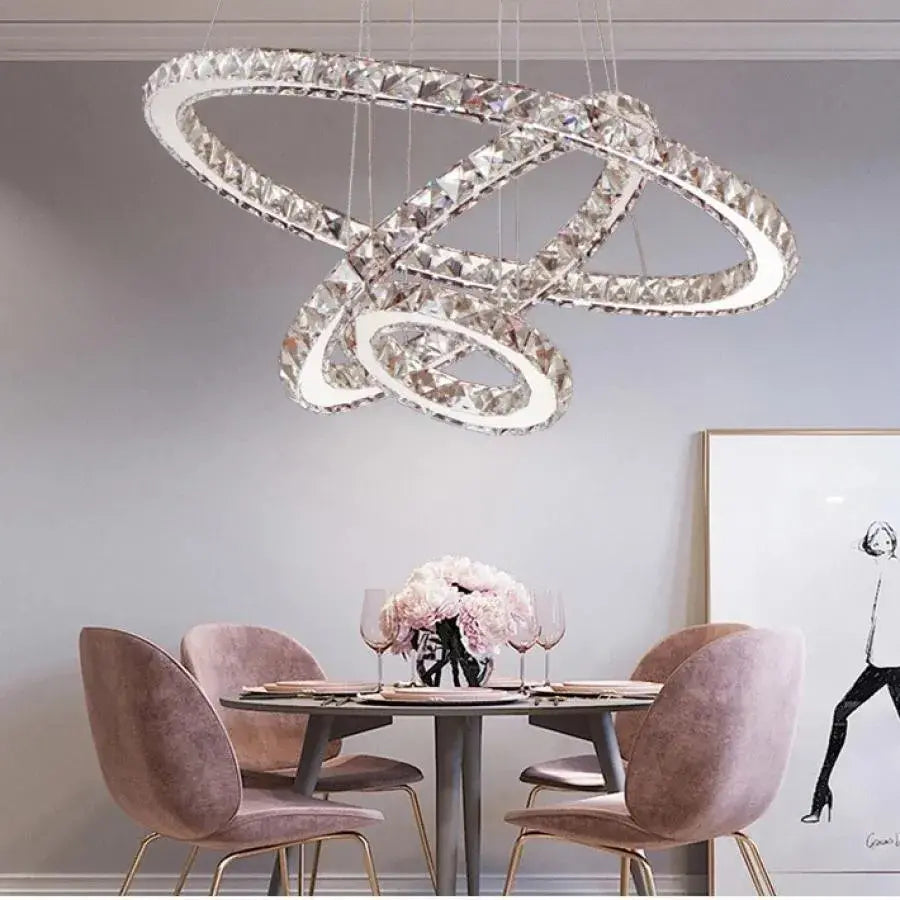 LED LED LUMINIS, 78W, Crystal and Metal, 3 κύκλοι, Dimable, ρυθμιζόμενο ύψος, κρύο/ζεστό/ουδέτερο φως, πολυτελές φωτισμό