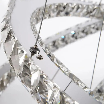 Lulus LED Prism Luminis, Crystal and Metal, 4 κύκλοι, Dimable, ρυθμιζόμενο ύψος, κρύο/ζεστό/ουδέτερο φως, πολυτελές φωτισμό