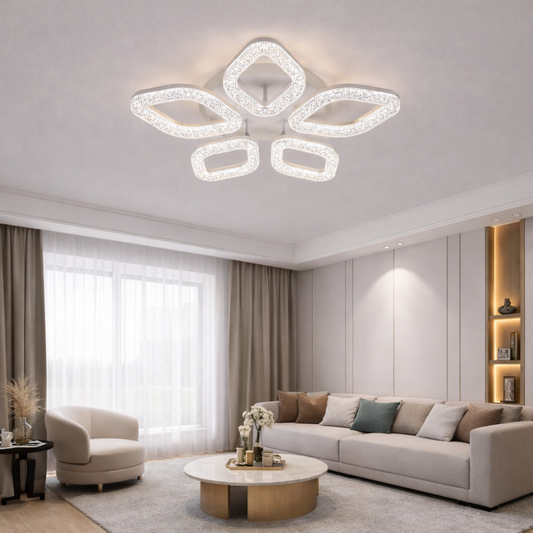 Lustra LED cu telecomanda, 67W, Lumina Rece/Calda/Neutra, Dimabila, Auriu