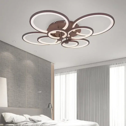 Πολυέλαιος LED με τηλεχειριστήριο ALANI 200W, 8 Κύκλοι, Κρύο/Ζεστό/Ουδέτερο φως, Ρυθμιζόμενο, Καφέ
