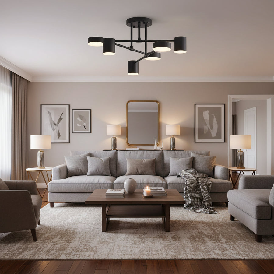 Πολυέλαιος LED GALIOS 72W, 6 Στοιχείων, Κρύο/Ζεστό/Ουδέτερο φως, Μαύρο