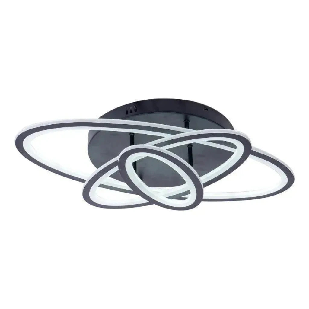 LED πολυέλαιος με τηλεχειριστήριο Gentian, 75W, 3 ελλείψεις, κρύο/ζεστό/ουδέτερο φως, ασταθές, μαύρο