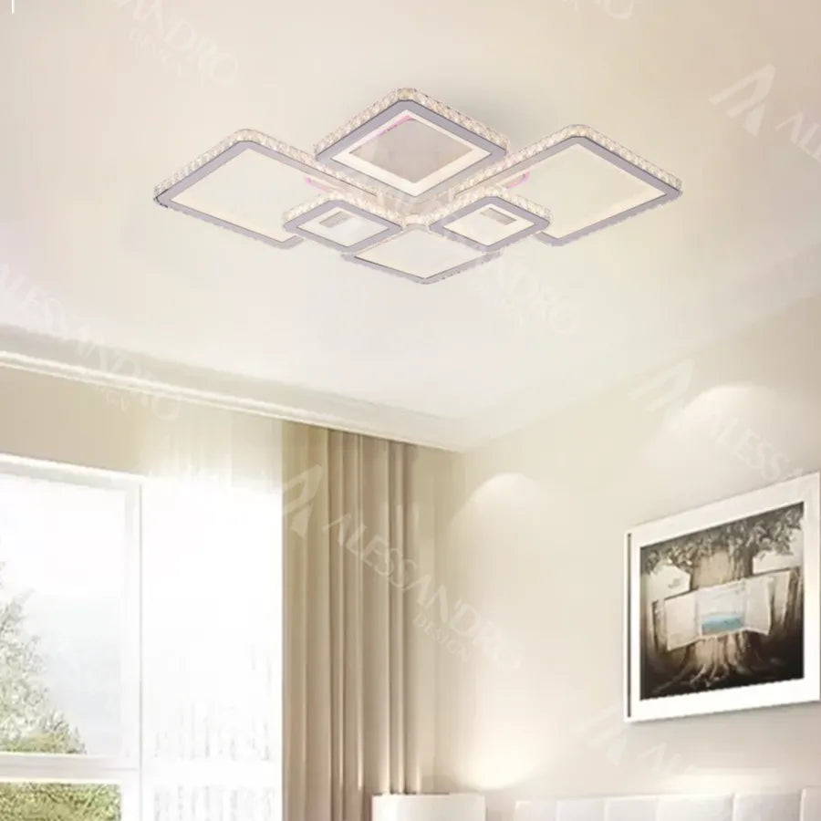 RGB LED Lust με τηλεχειριστήριο Quadris, 240W, 6 τετράγωνα, κρύο/ζεστό/ουδέτερο φως, Daisy, White