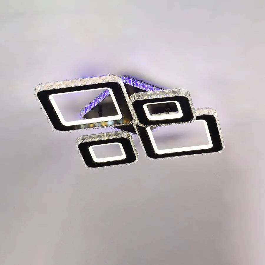 LED LED Terrano με κρυστάλλους, 4 τετράγωνα, RGB, με τηλεχειριστήριο, 162W, Black & Anypanless