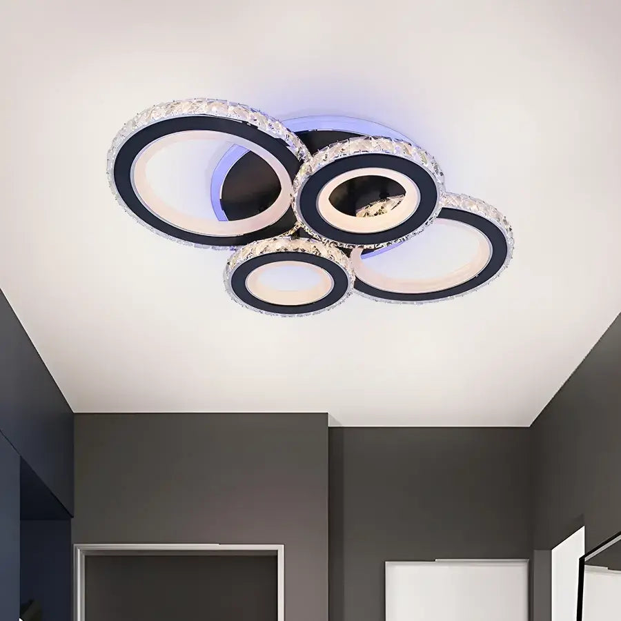 LED LED Nova Rovon με κρυστάλλους, 4 πηγές φωτός, RGB, με τηλεχειριστήριο, 68W, Black & Stain