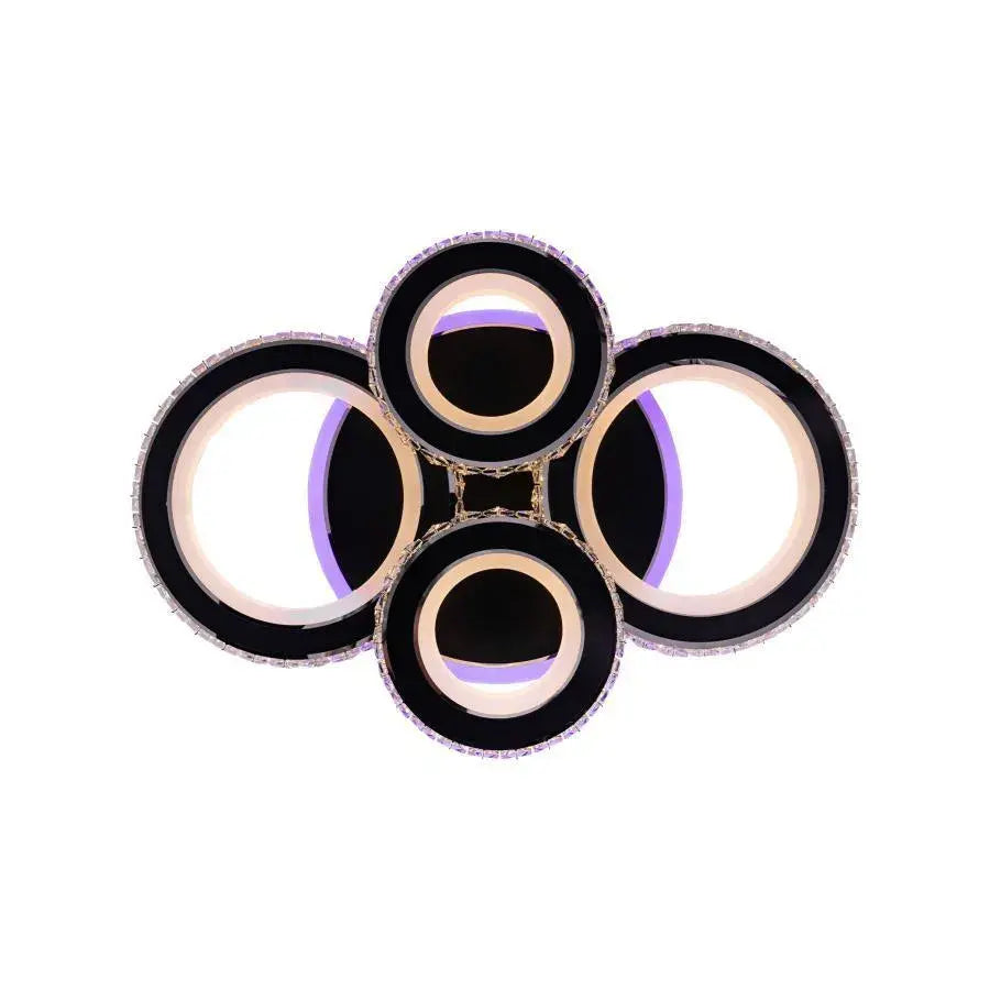 LED LED Nova Rovon με κρυστάλλους, 4 πηγές φωτός, RGB, με τηλεχειριστήριο, 68W, Black & Stain