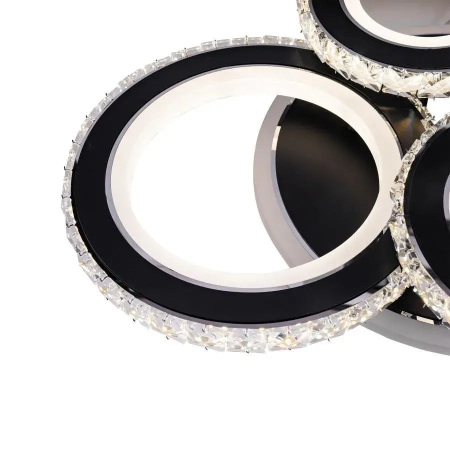 LED LED Nova Rovon με κρυστάλλους, 4 πηγές φωτός, RGB, με τηλεχειριστήριο, 68W, Black & Stain