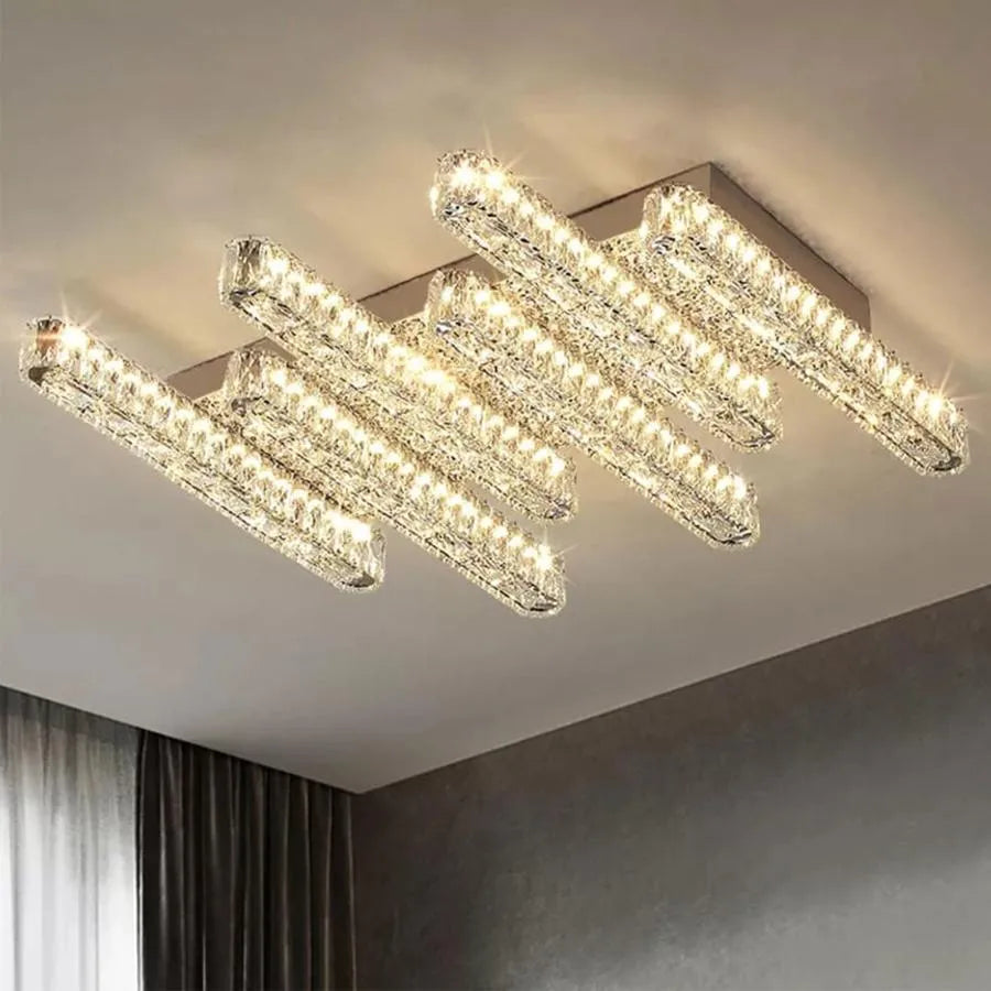 Το Candelabru οδήγησε την Priscila, με τηλεχειριστήριο, 216W, κρύσταλλο, γυαλιστερό χρωμίου, απόβλητα, ζεστό/κρύο/ουδέτερο φως