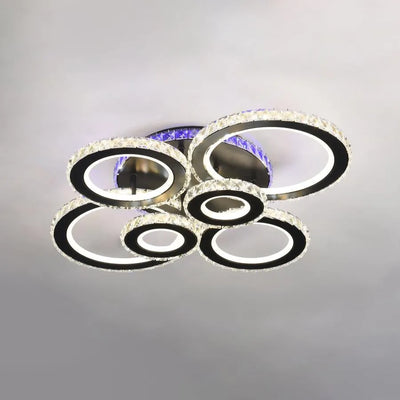 Πολυέλαιος LED με τηλεχειριστήριο και κρύσταλλο ZAFINA RGB 238W, 6 Κύκλοι, Κρύο/Ζεστό/Ουδέτερο φως, Ρυθμιζόμενο, Μαύρο