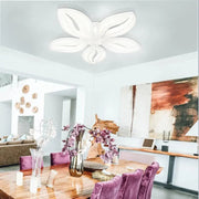 LED πολυέλαιος με τηλεχειριστήριο ορχιδέα, 65W, 5 πέταλα, κρύο/ζεστό/ουδέτερο φως, ασταθές, λευκό