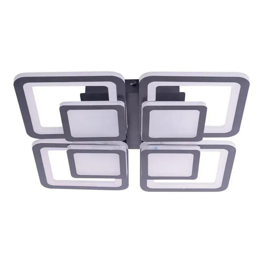 LED πολυέλαιος με τηλεχειριστήριο σουσάμι, 77W, 4 τετράγωνα, κρύο/ζεστό/ουδέτερο φως, ασταθές, μαύρο